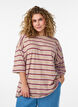 T-shirt oversize &agrave; rayures et manches 1/2, Beige, Model image number 0