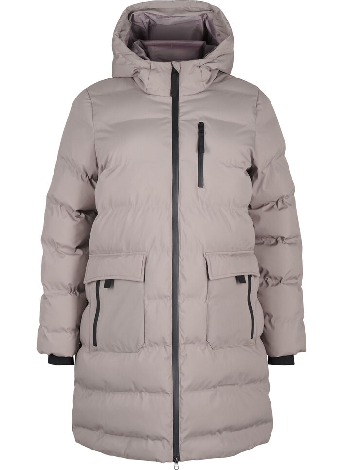 Doudoune avec capuche et poches, Beige, Packshot image number 0