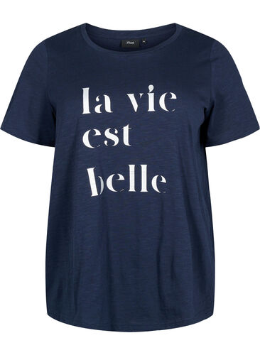 T-shirt en coton avec imprimé texte, Night Sky W. La, Packshot image number 0