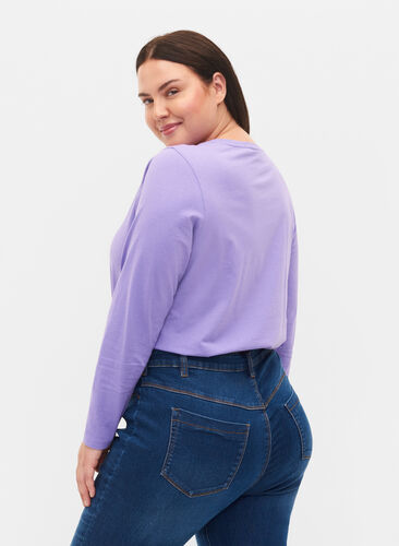 Lot de 2 blouses basiques en coton, Paisley Purple/Black, Model image number 1
