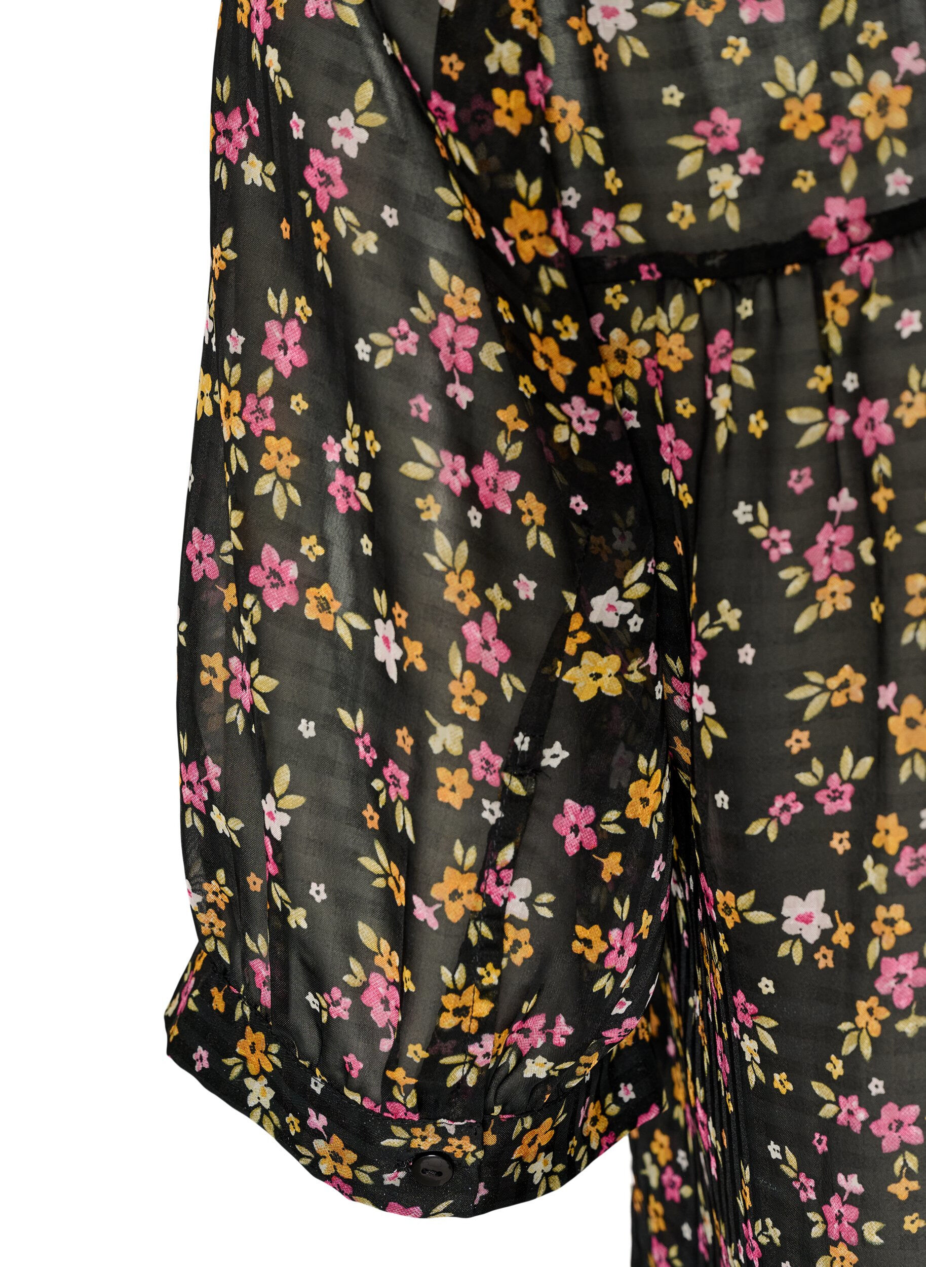 ZizziBlouse &agrave; imprim&eacute; floral et col V, Noir, Packshot image number 3