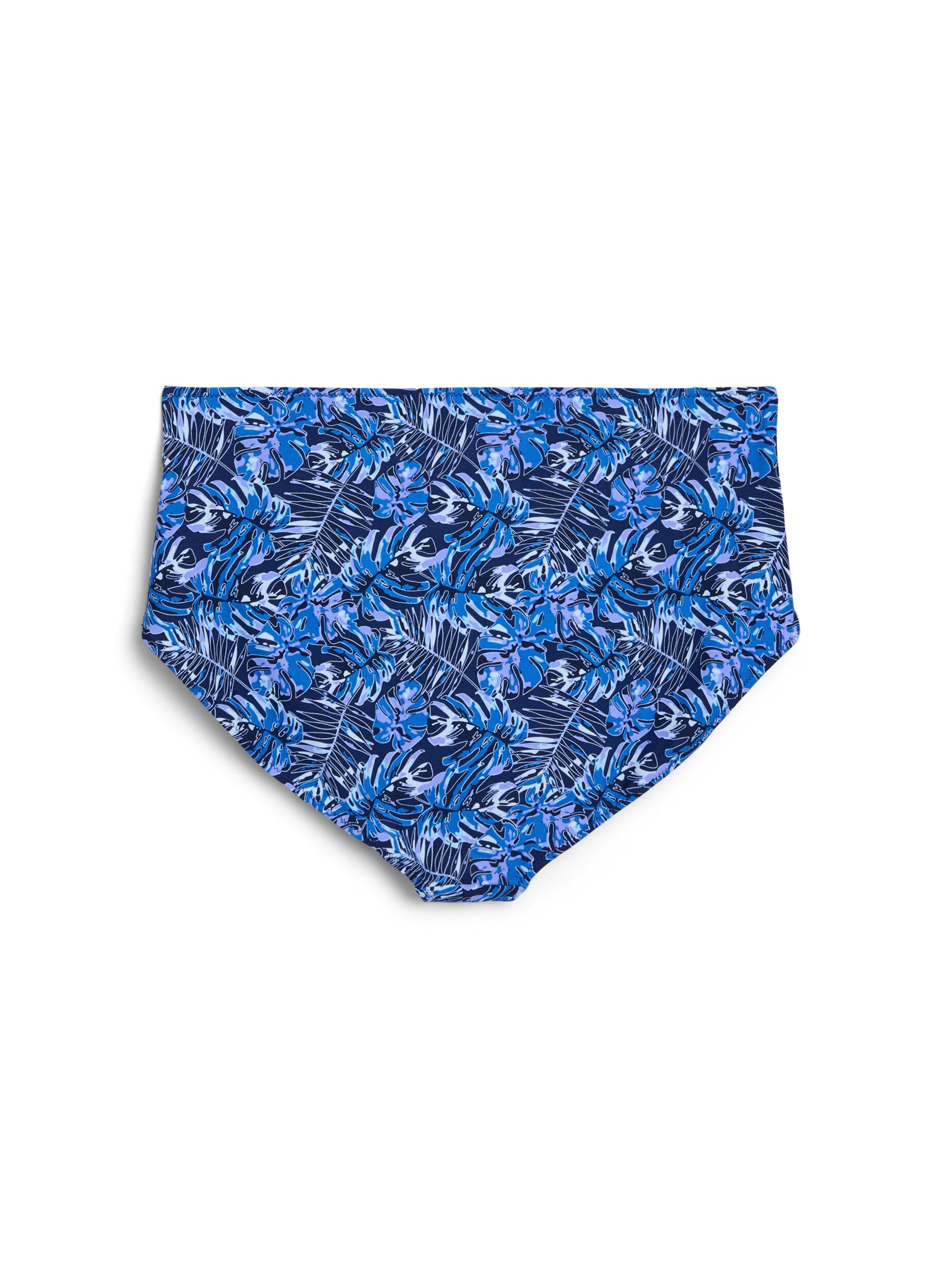 ZizziCulotte de bikini taille haute &agrave; motif, Bleu, Packshot image number 1