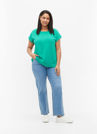 T-shirt à manches courtes en coton mélangé, Emerald Green, Model image number 2