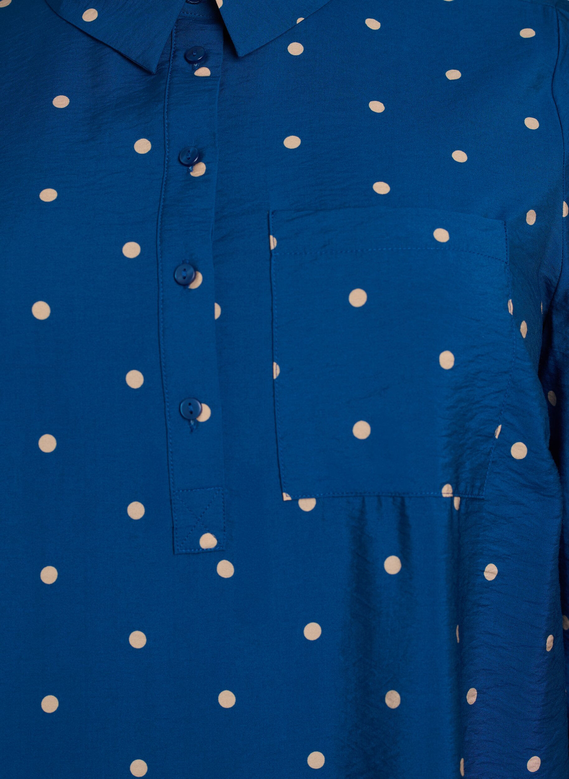 ZizziKorte jurk met kraag en borstzak, Blauw, Packshot image number 2