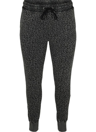 Pantalon de jogging en coton et imprimé léo, Grey Leo Acid Wash, Packshot image number 0