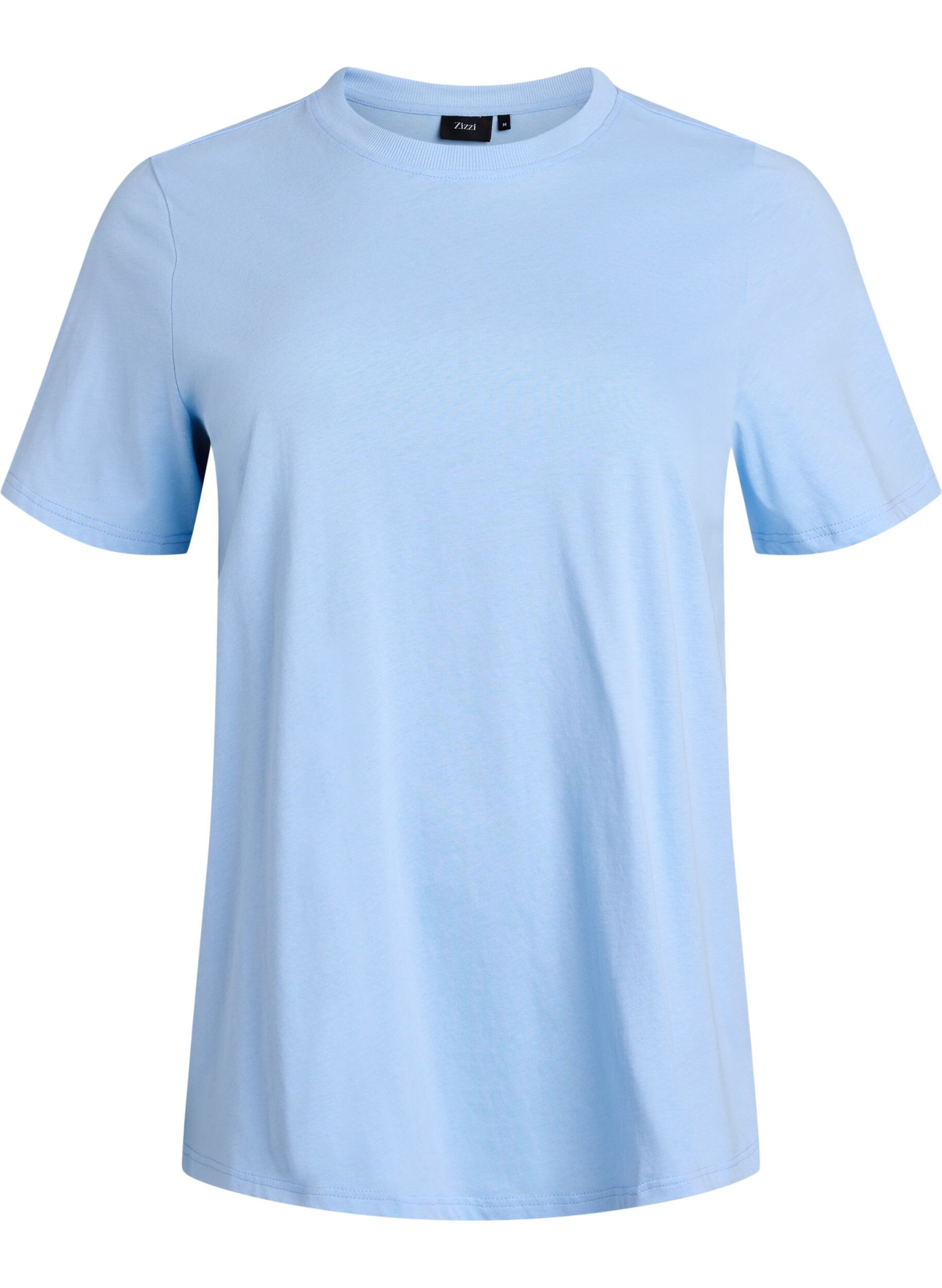 ZizziBasic katoenen T-shirt met ronde hals, Blauw, Packshot image number 0