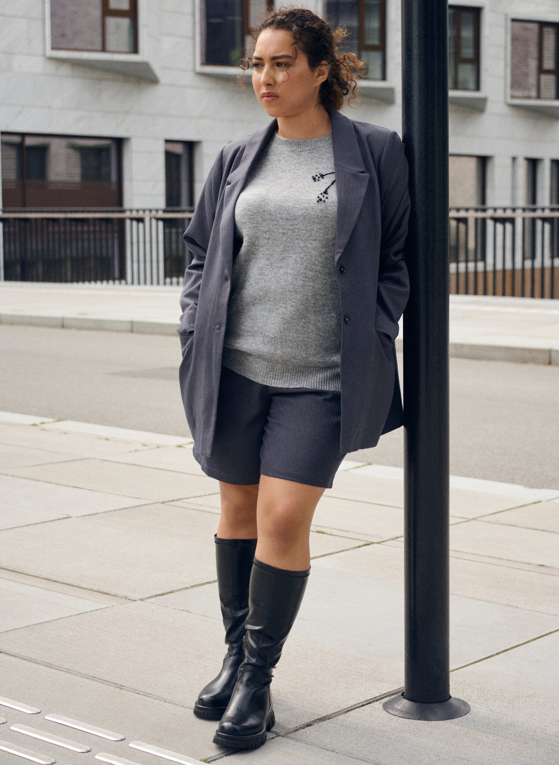 ZizziBlazer classique avec poches, Gris anthracite, Image image number 0