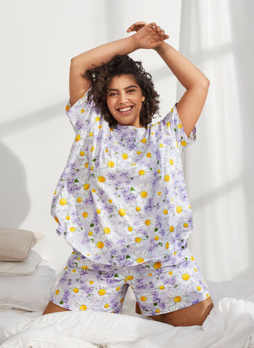 T-shirt de pyjama oversize avec imprimé, Lavender Blue AOP, Image image number 0