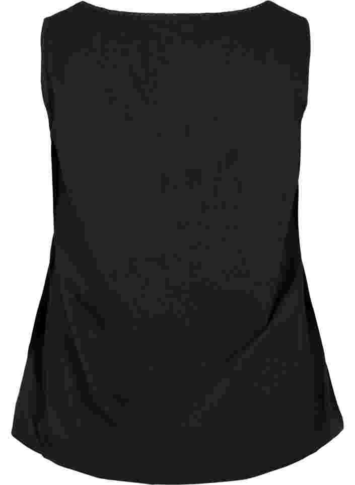 Katoenen top met ronde hals en kanten rand, Black, Packshot image number 1
