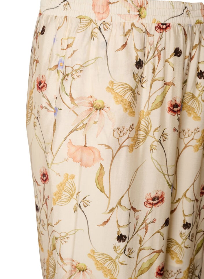 High-waist viscose broek met bloemenprint, Beige, Packshot image number 2