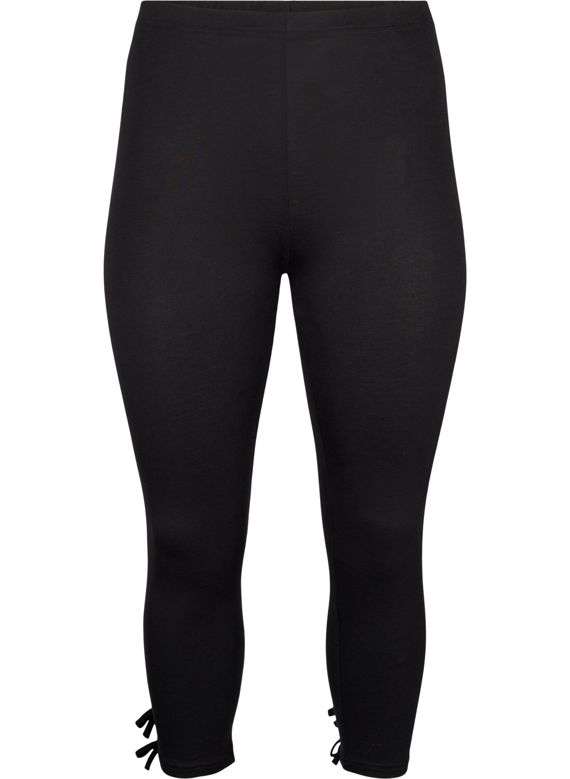 Zizzi3/4 legging in viscose met strik, Black, Packshot image number 0