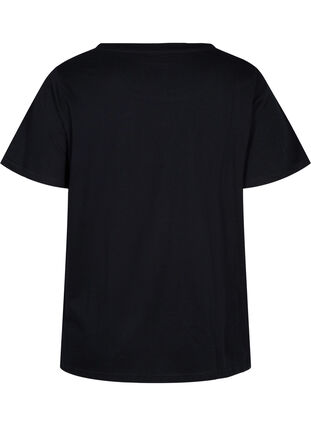 T-shirt en coton à manches courtes avec imprimé à fleurs, Black W. Flower, Packshot image number 1