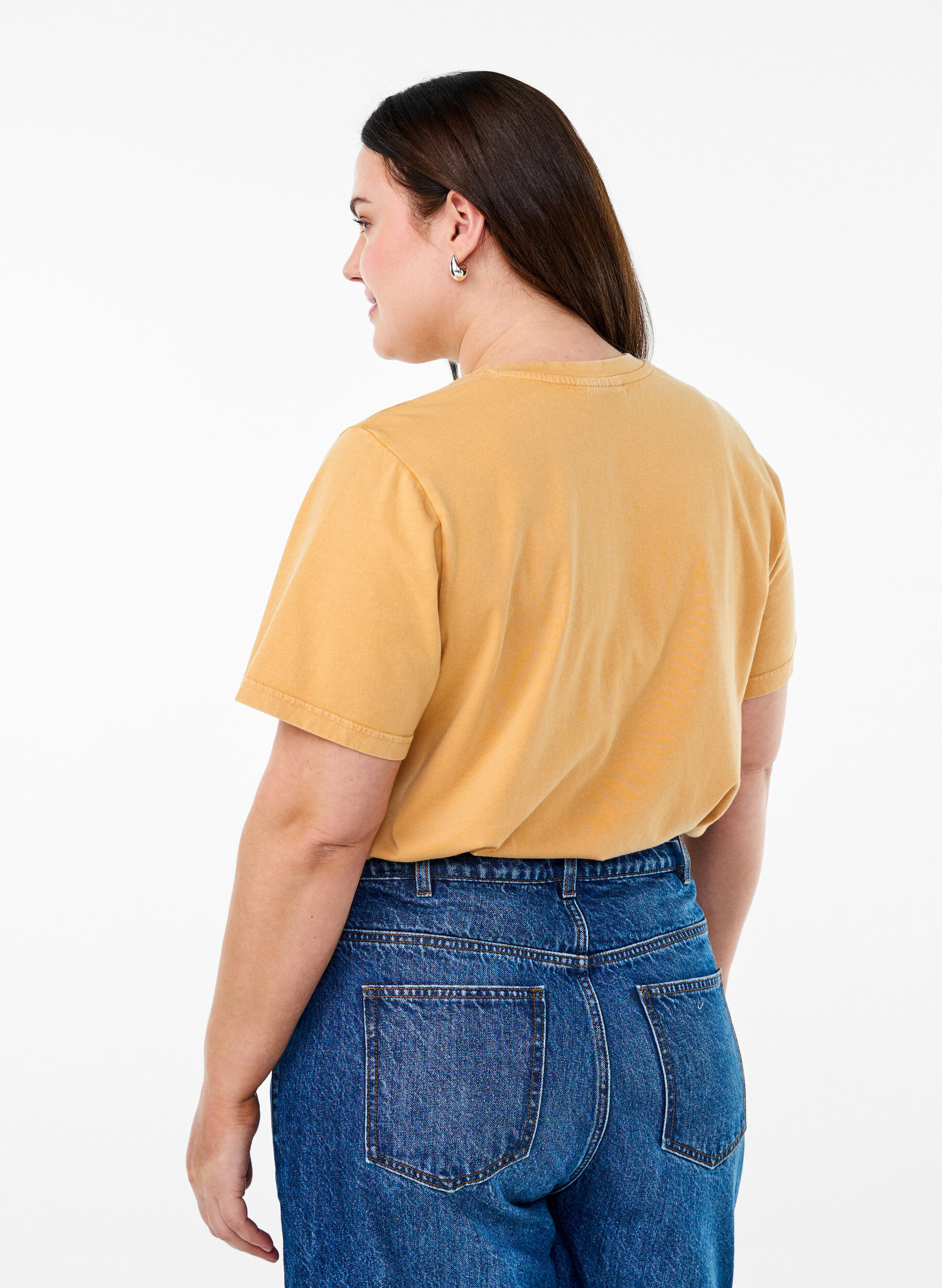 ZizziT-shirt in biologisch katoen met een coole print, Geel, Model image number 2