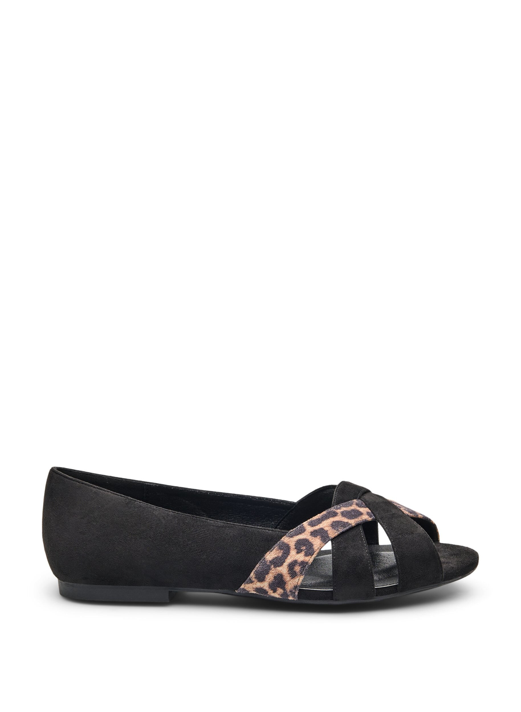 ZizziWide fit - Puntige ballerina flats, Zwart, Packshot image number 0