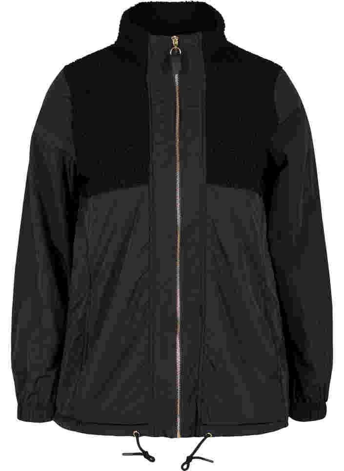 Veste de sport peluche avec fermeture éclair, Black, Packshot image number 0