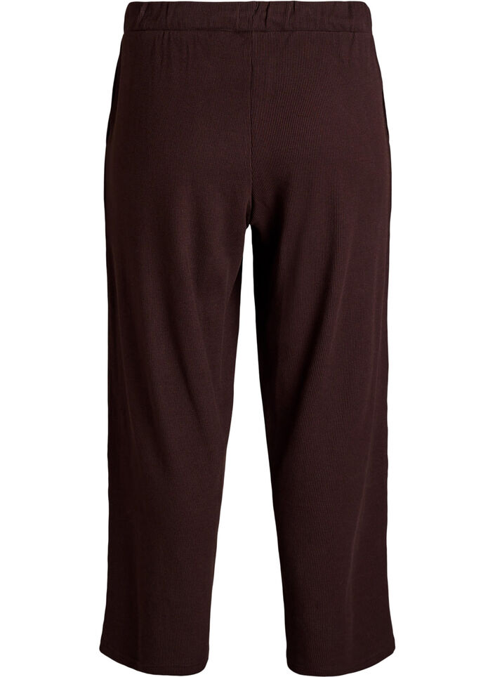 Pantalon en jersey côtelé à taille haute, Marron, Packshot image number 1