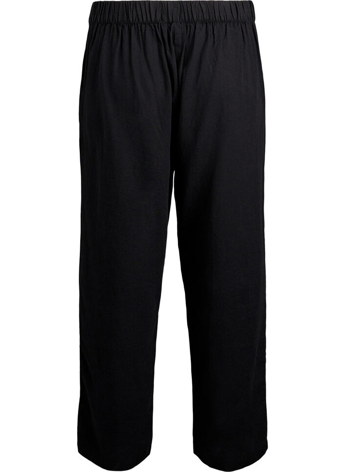 Pantalon ample en lin et viscose, Noir, Packshot image number 1