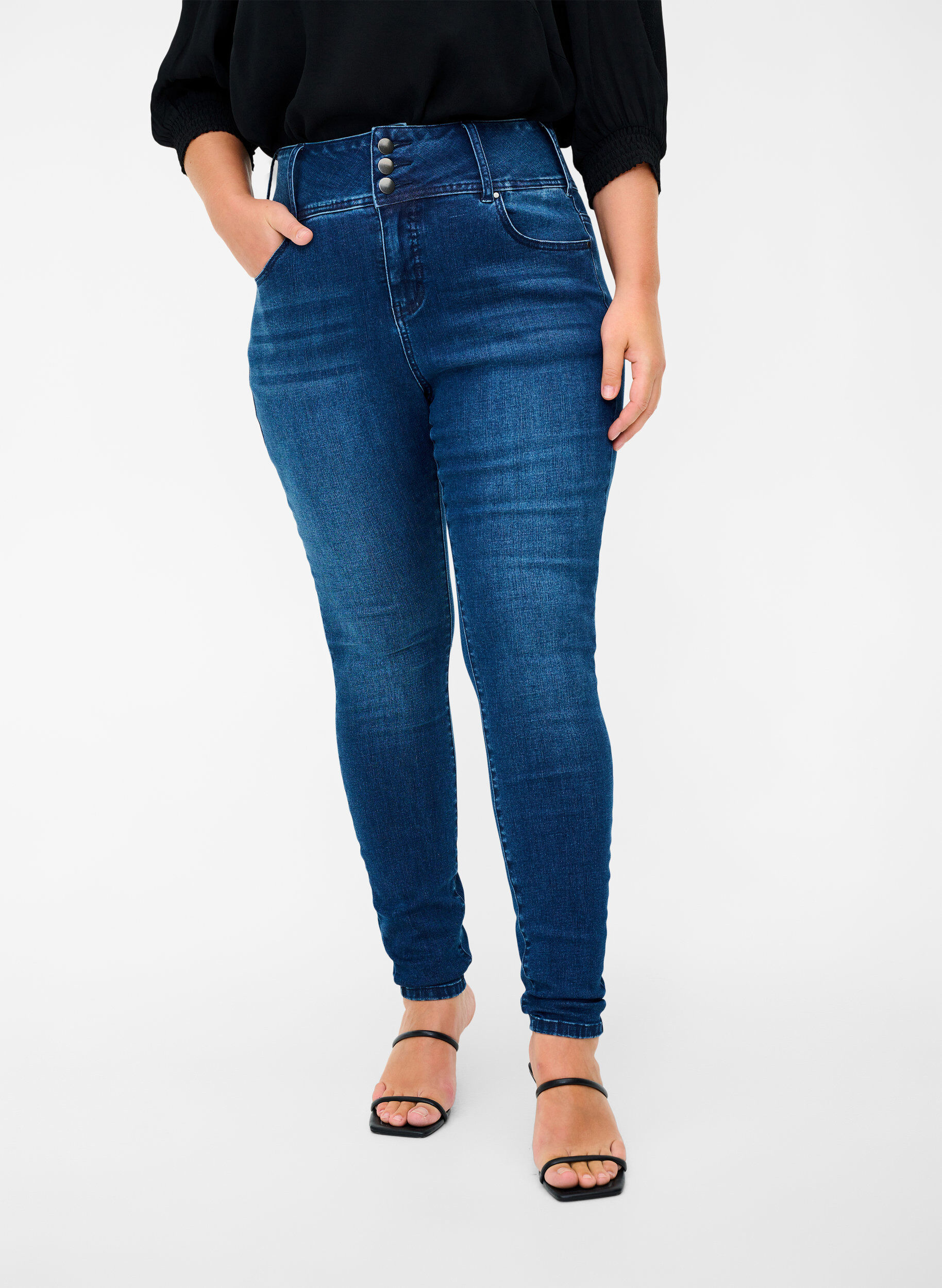 ZizziSuper slim Bea jeans met extra hoge taille, Blauw, Model image number 2