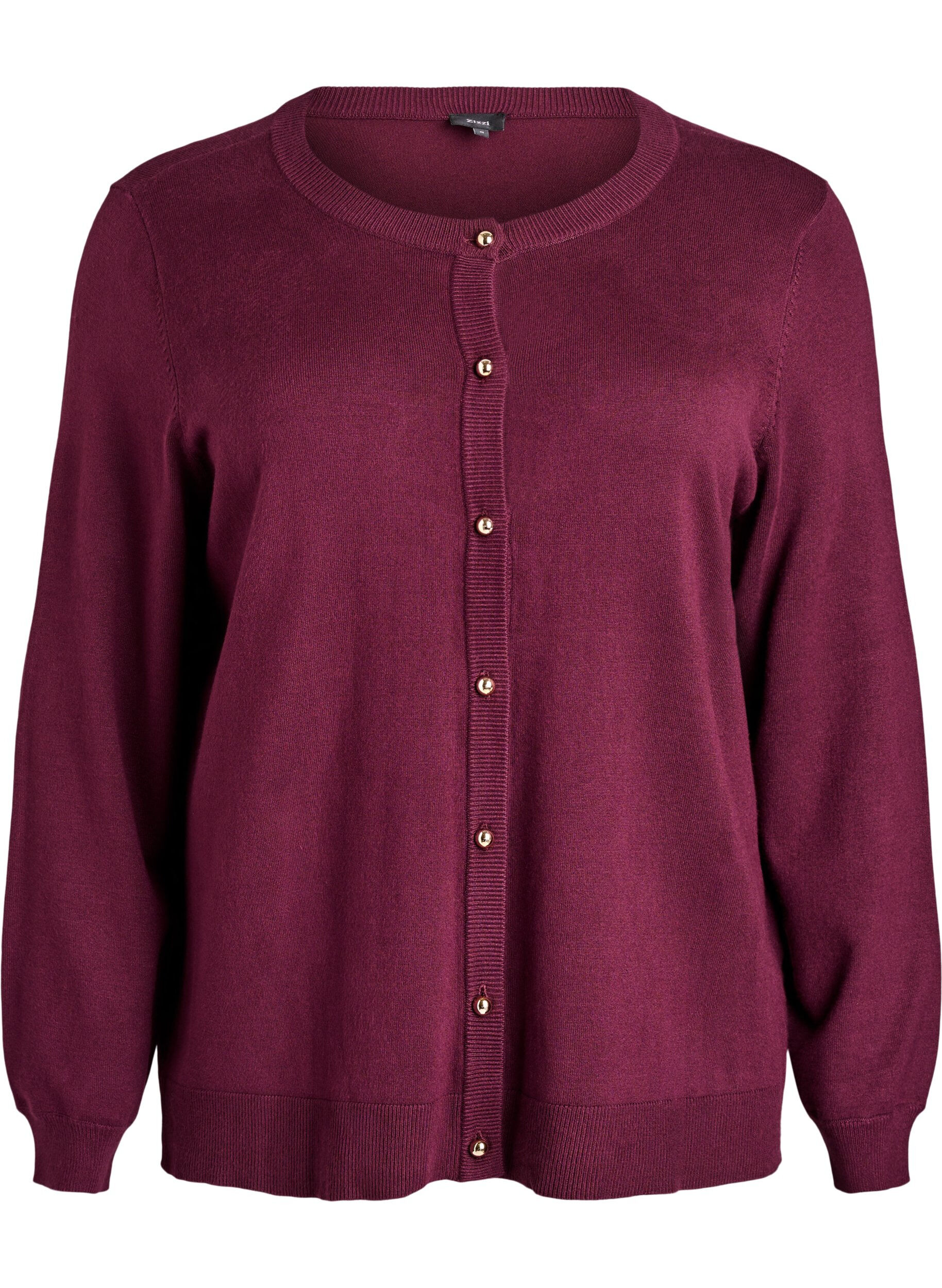 ZizziFijne cardigan met bal knopen, Rood, Packshot image number 0