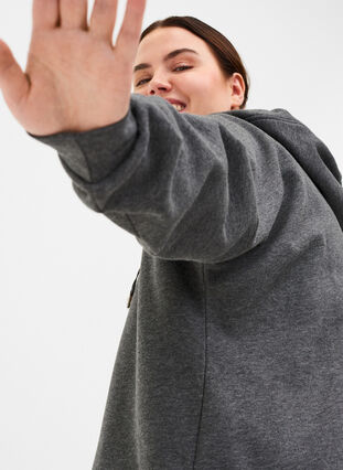 Sweatshirt met capuchon en split, Dark Grey Melange, Model image number 2