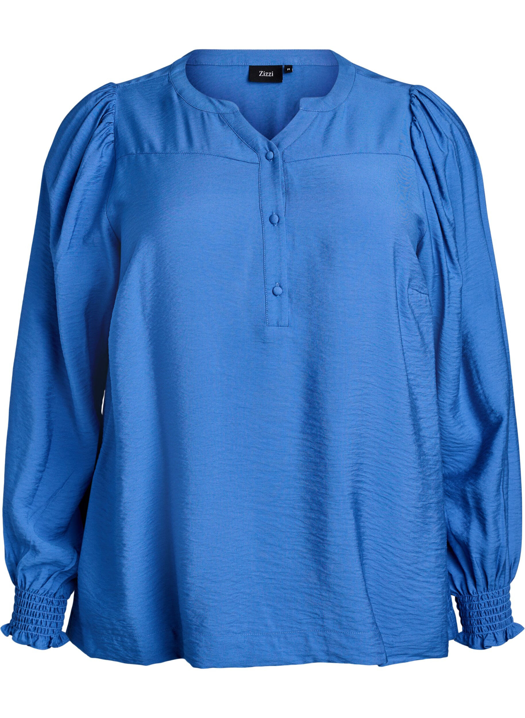 Blouse en viscose avec smock et d&eacute;tails fronc&eacute;s