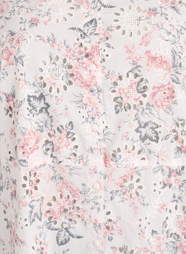 Robe en coton &agrave; imprim&eacute; floral et broderie anglaise, Vanille, Packshot image number 2