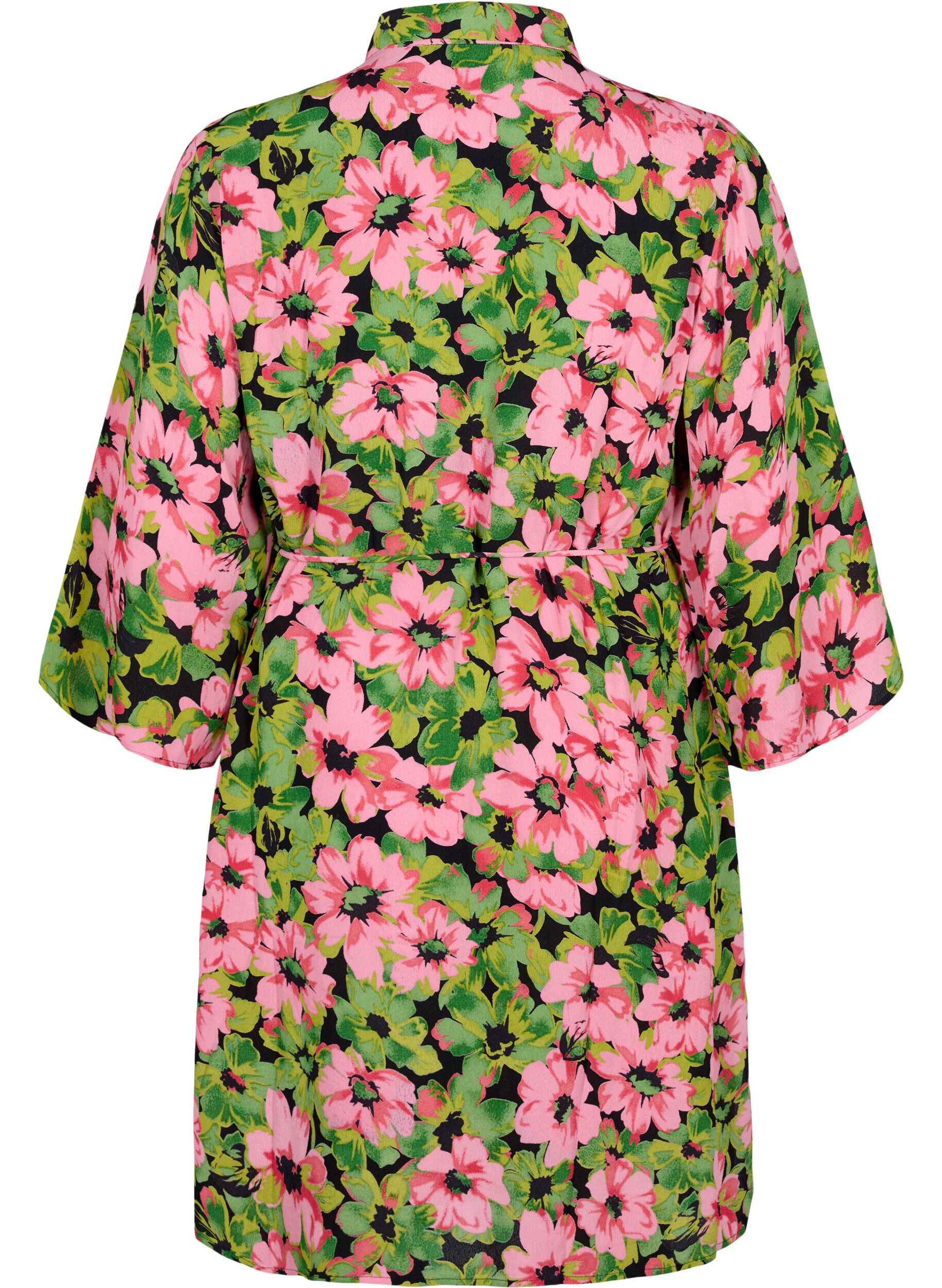 ZizziOverhemdjurk van viscose met bloemenprint, Pink G. Flower AOP, Packshot image number 1