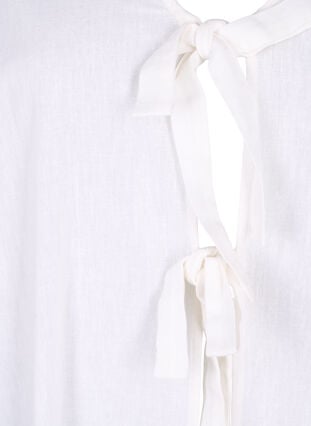 Katoenen blouse met 3/4 mouwen in een katoenmix met linnen, Bright White, Packshot image number 2