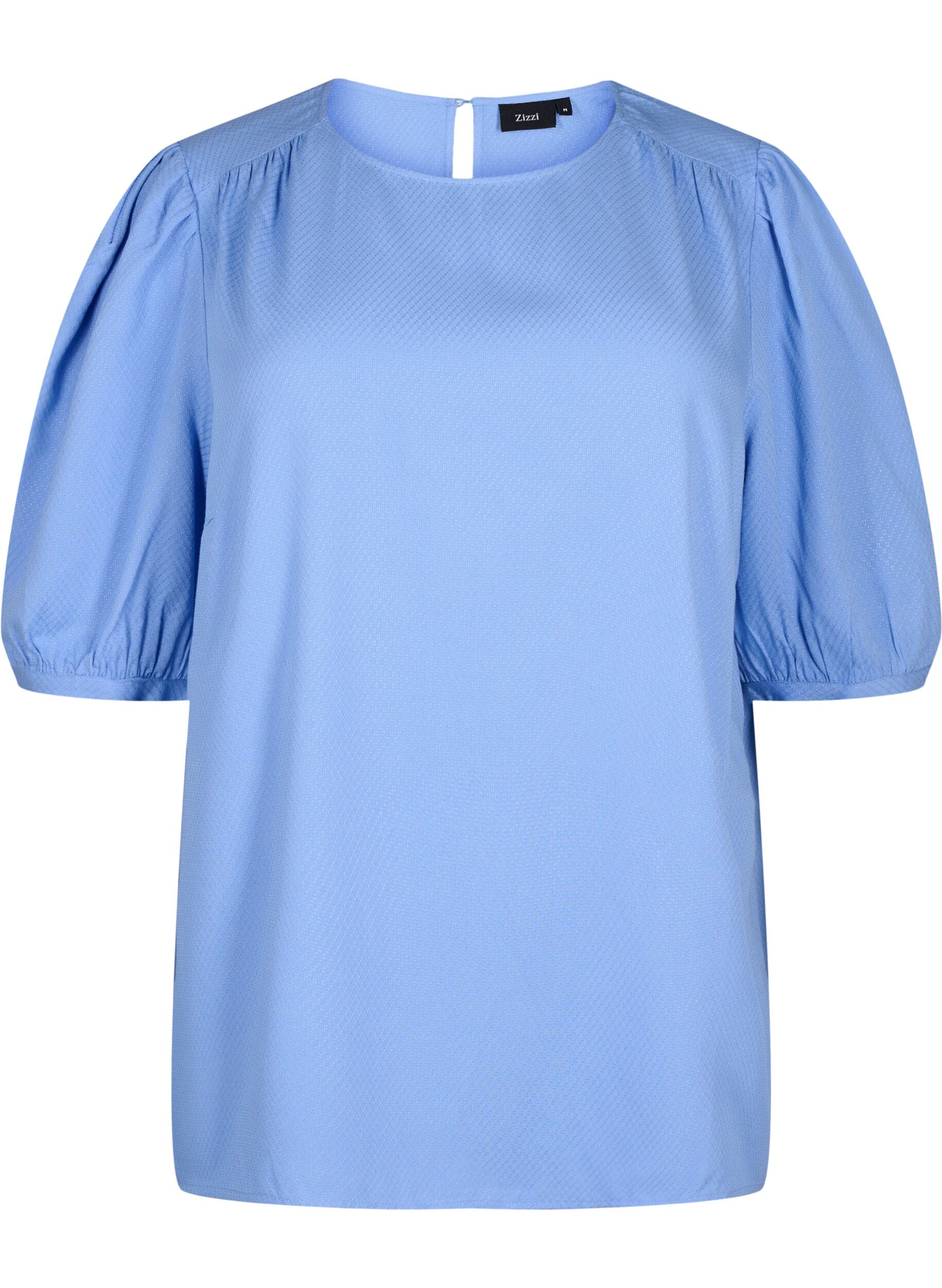 ZizziBlouse van viscose met halflange mouwen, Cornflower Blue, Packshot image number 0