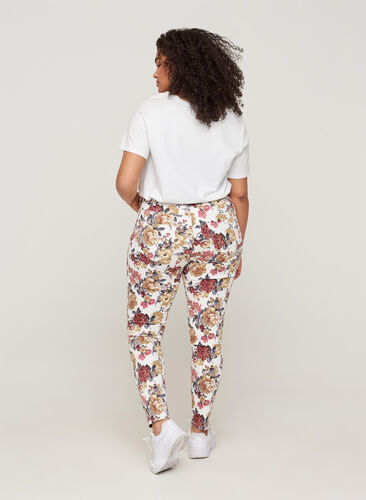 Super slim Amy jeans met bloemenprint, White Flower AOP, Model image number 1