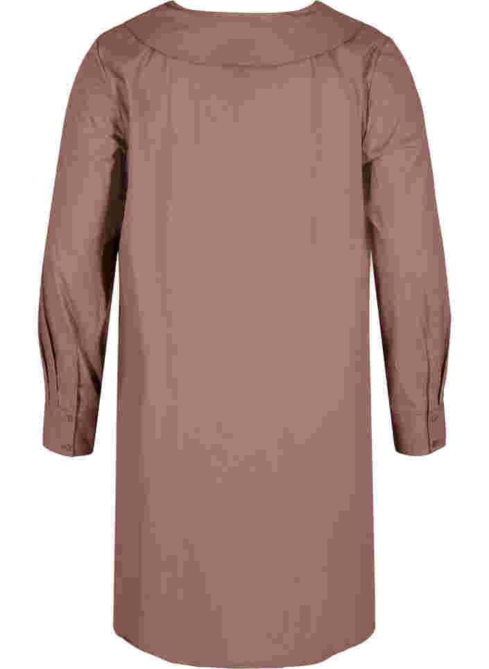 Chemise longue en coton à grand col, Deep Taupe, Packshot image number 1