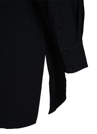 Chemise longue en viscose avec poches et fente, Black, Packshot image number 3
