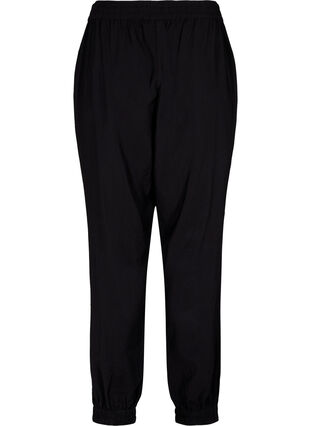 Pantalon ample en mélange de viscose avec bord élastiqué, Black, Packshot image number 1
