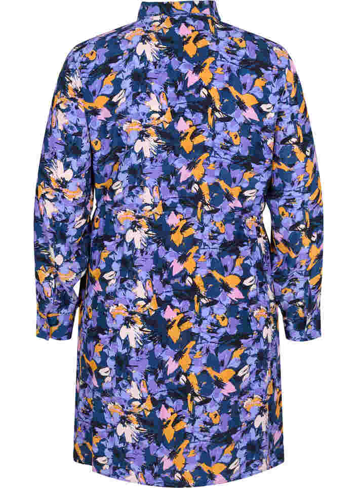 Robe chemise à fleurs en viscose, Purple Flower AOP, Packshot image number 1