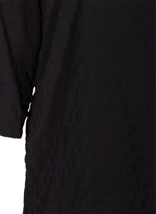 Geruite blouse met 3/4-mouwen en kraag met ruches, Black, Packshot image number 3