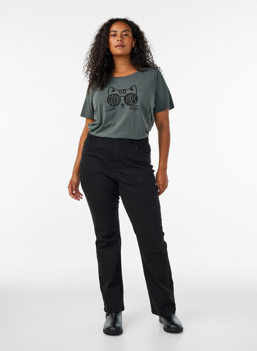 T-shirt met print, Groen, Model image number 1