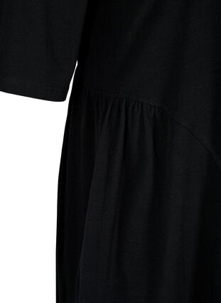  Katoenen jurk met korte mouwen en plooi, Black, Packshot image number 2