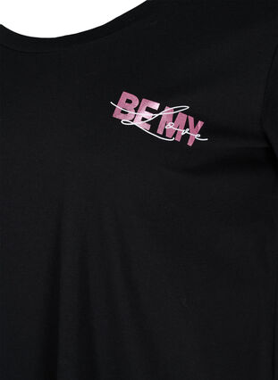 Chemise de nuit en coton à manches courtes , Black Pink BE MY, Packshot image number 2