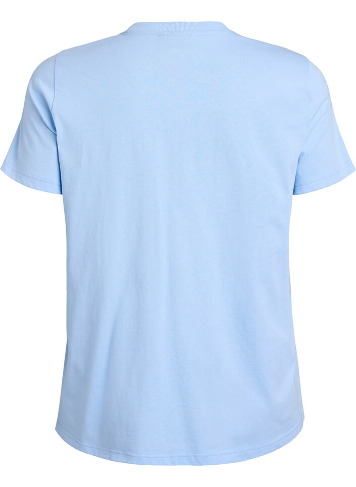 T-shirt basique en coton &agrave; col rond, Bleu, Packshot image number 1