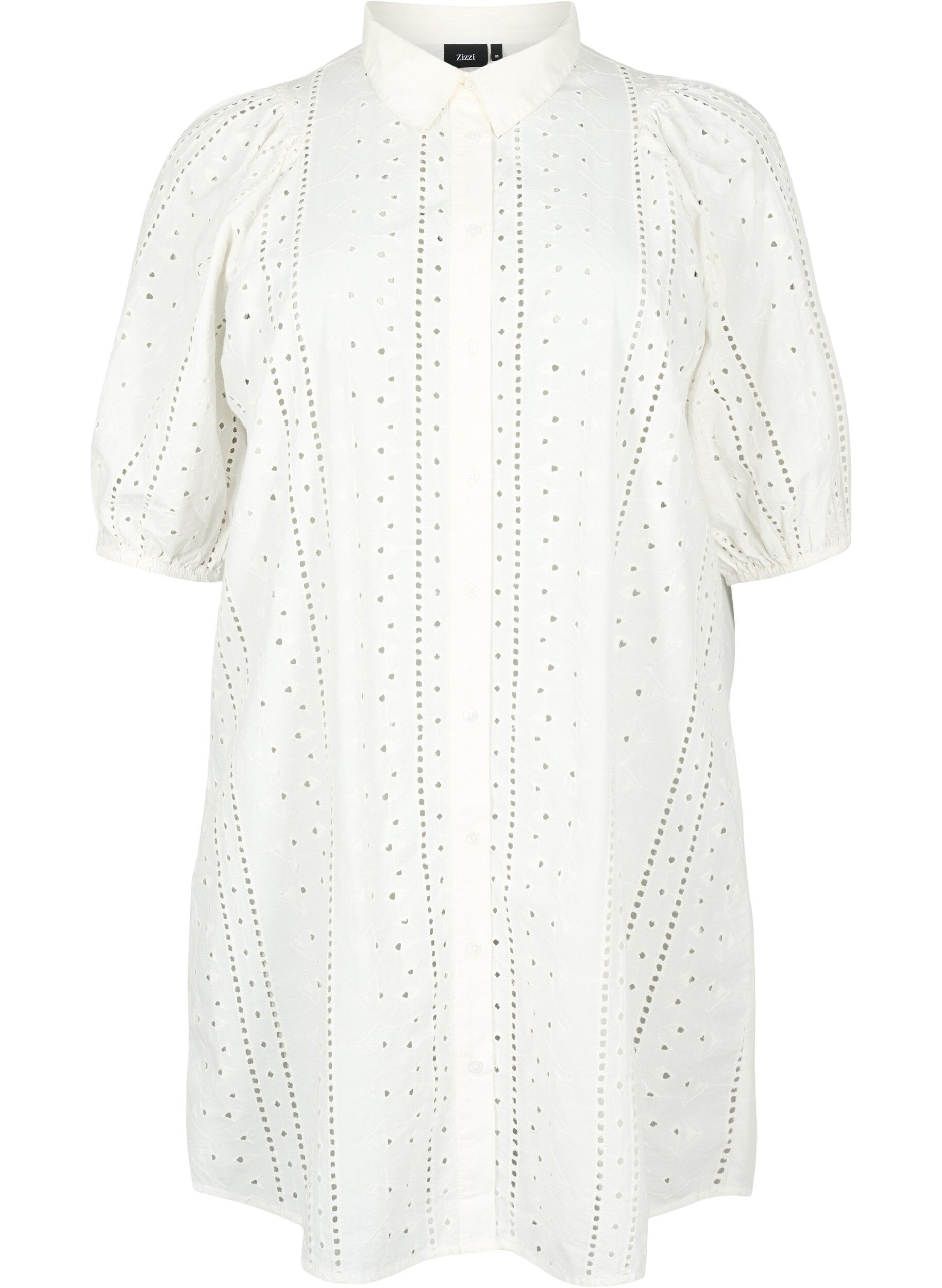 ZizziKatoenen overhemdjurk met broderie anglaise, Off White, Packshot image number 0