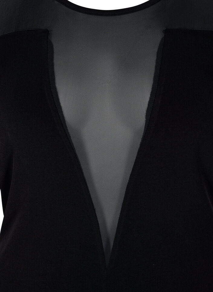 Nauwsluitende bodystocking met mesh, Black, Packshot image number 2