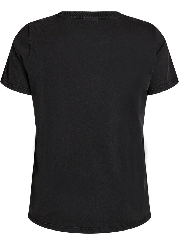 T-shirt &agrave; imprim&eacute; chien et effet d&eacute;lav&eacute;, Gris anthracite, Packshot image number 1