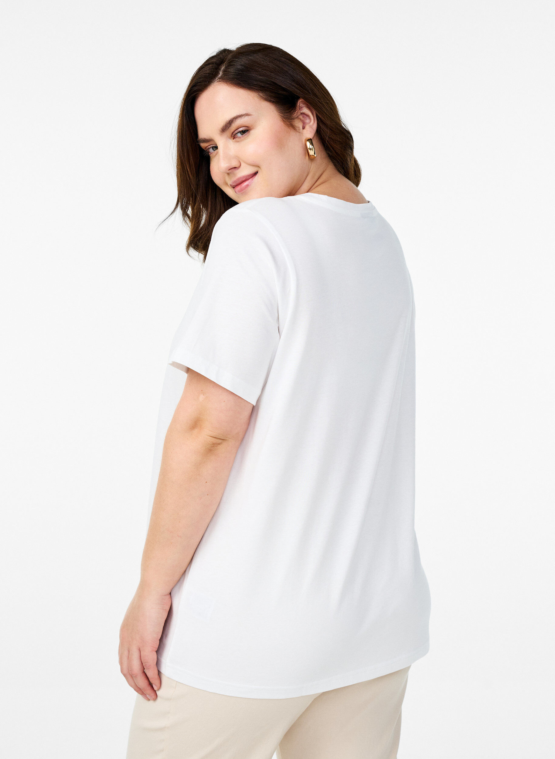 ZizziT-shirt in biologisch katoen met bloemenprint, B. White w. Flower, Model image number 1