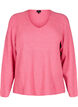 Gebreide blouse met V-hals en lange mouwen, Bubblegum Wh. Mel., Packshot image number 0