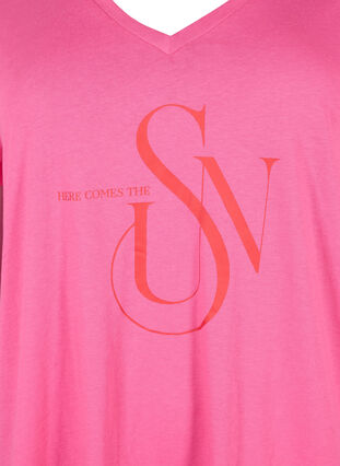 T-shirt en coton avec imprimé, Shocking Pink SUN, Packshot image number 2