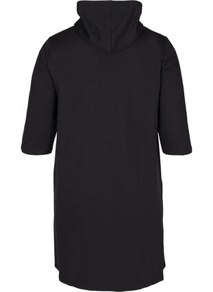 Robe sweatshirt avec manches 3/4 avec capuche, Black, Packshot image number 1