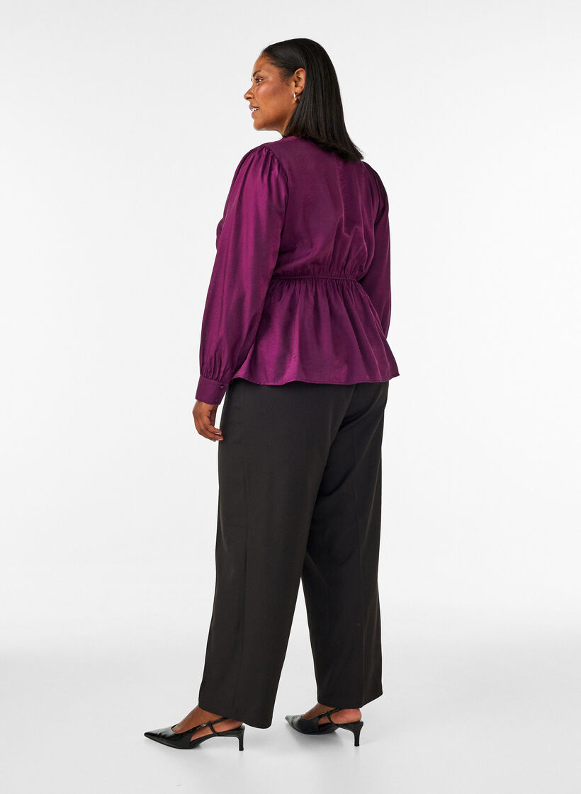 High-waist tailoring broek met rechte pijpen, Zwart, Model image number 1