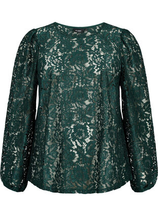 FLASH - Kanten blouse met lange mouwen, Scarab, Packshot image number 0