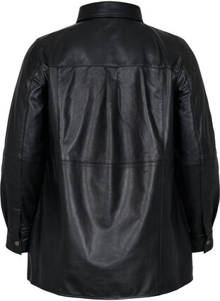 Lederen overhemd met knopen, Black, Packshot image number 1