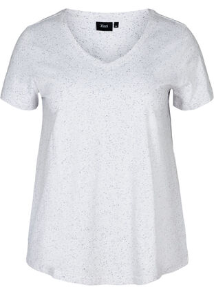 T-shirt met v-hals, White, Packshot image number 0